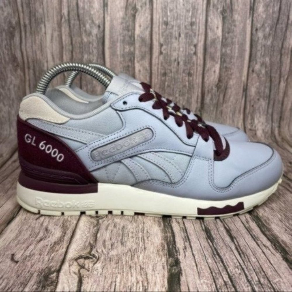 Reebok GL-6000 Neutral + Pop Light Blue/Red Wine Girls Size 5.5 Shoes Sneakers